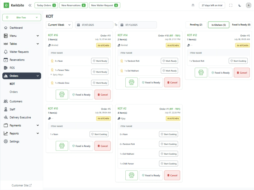 KwikDine Smart Restaurant POS QR Menu Order Management Software